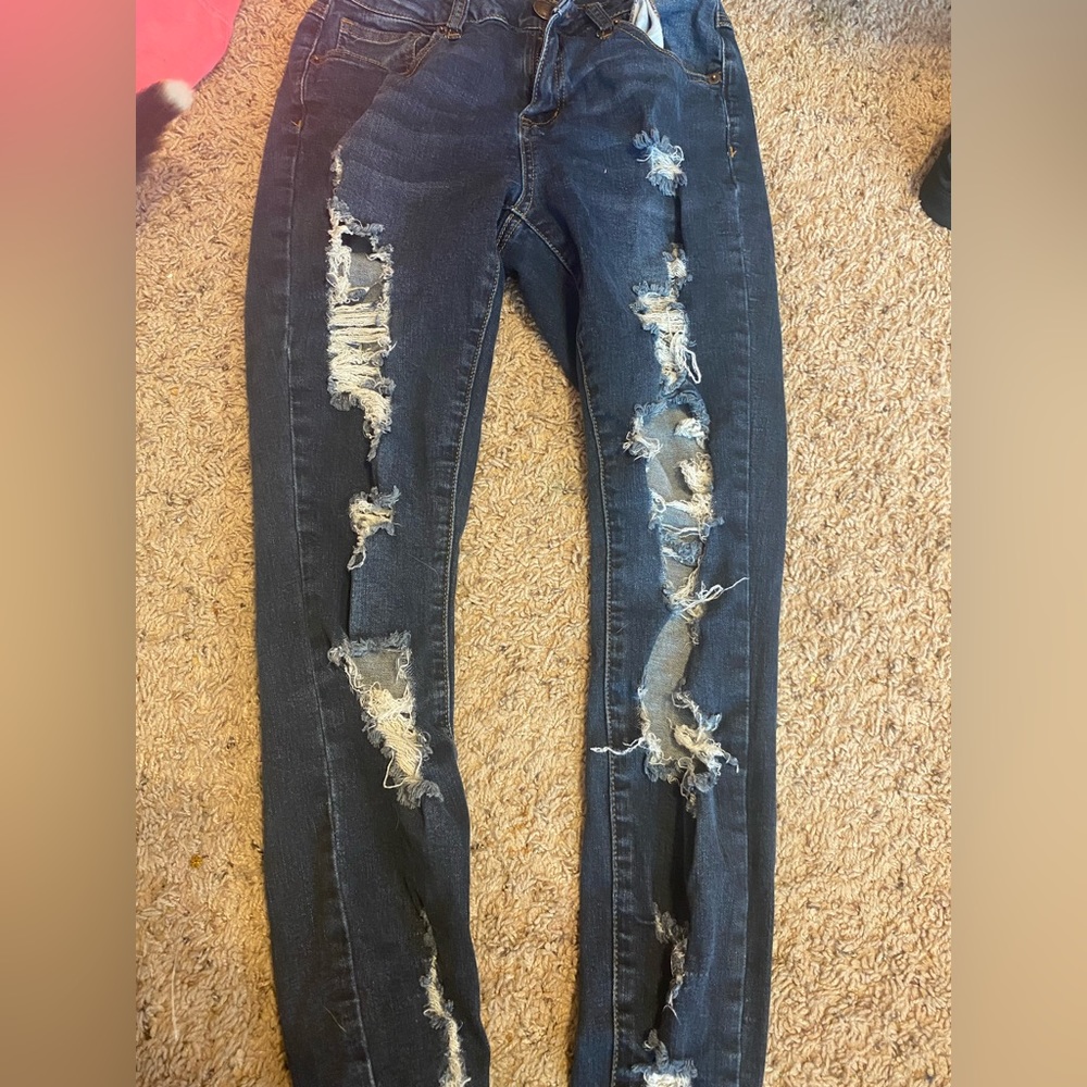 Blue ripped jeans